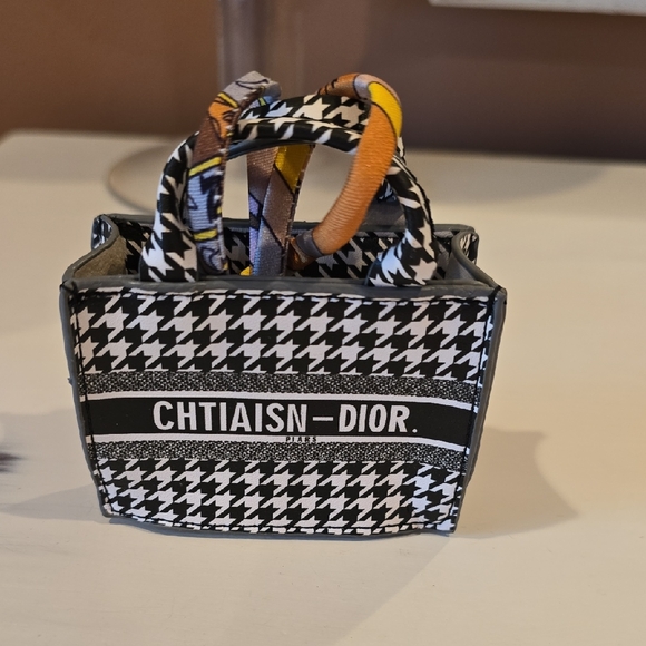 . Handbags - Dior Black and White Houndstooth Mini Bag Charm/Pouch